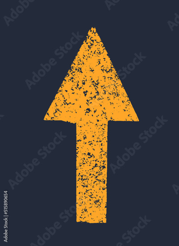 Grunge yellow sign of arrow on gray  background