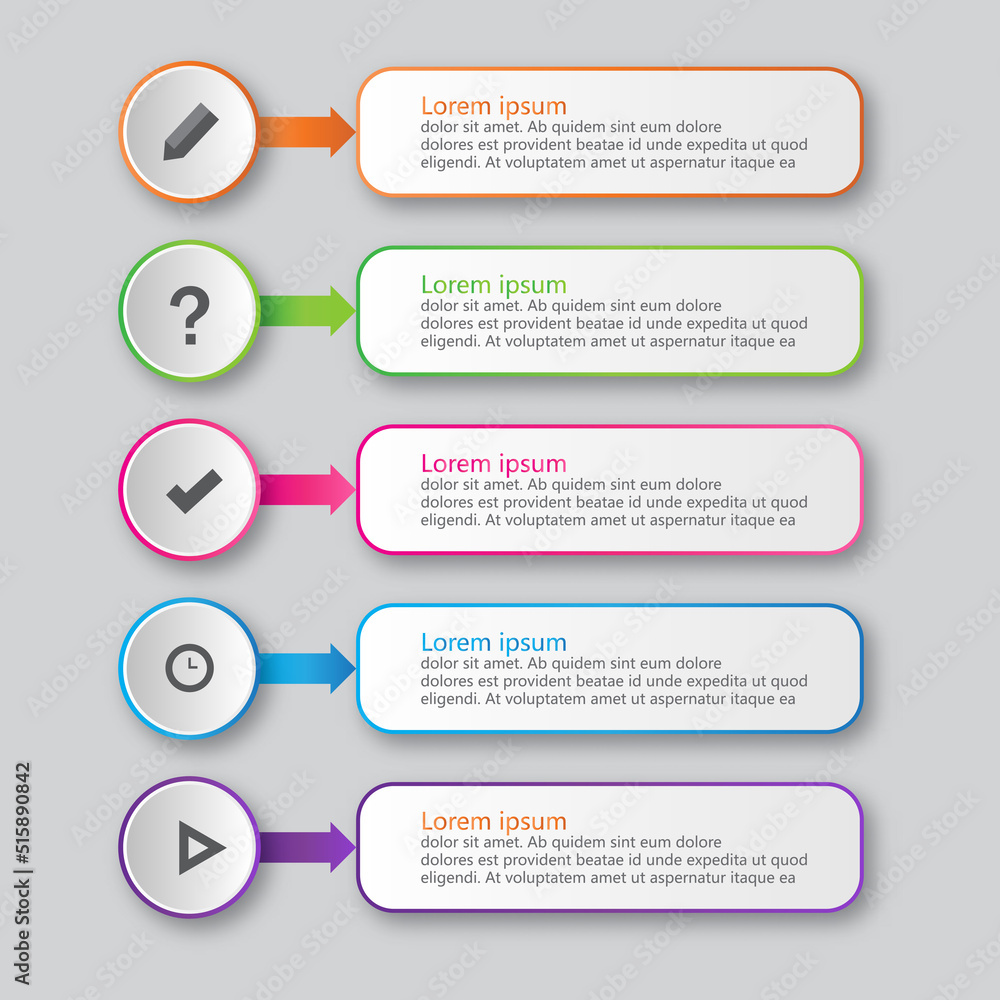 Business design template for diagram, graph or web design with 5 steps, options, parts or processes. Business design template for diagram, graph or web design with 5 steps, options, parts or processes.
