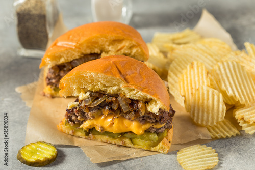 Homemade Juicy Lucy Cheeseburger photo