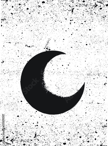 Grunge scratch Vector Illustration of Moon 