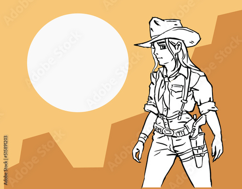 illustration of a man with gun vector for card illustration background decoration