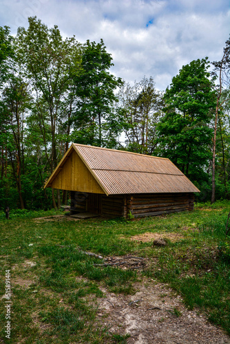 Old wooden house in the forest.