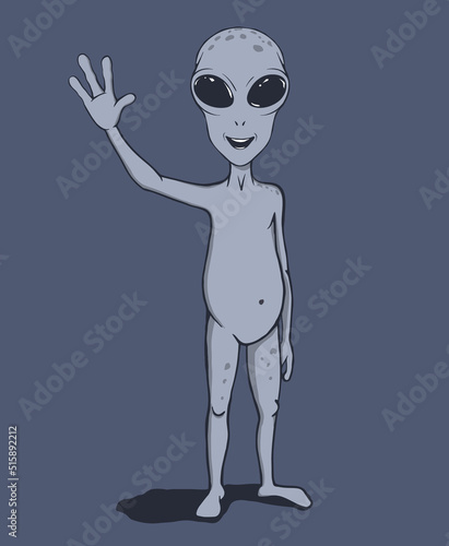 Alien welcomes us. Vector illustration