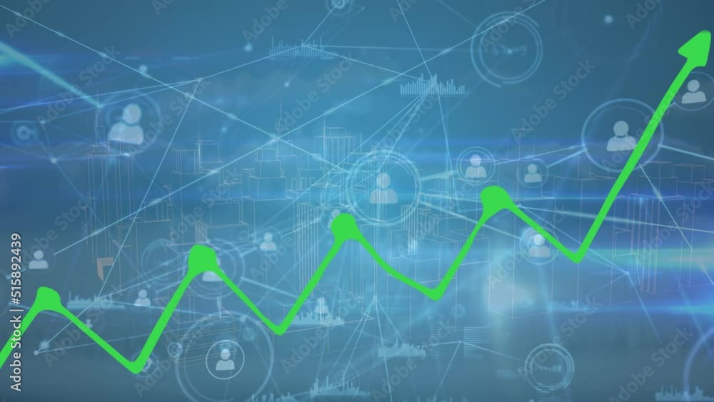 Animation of data processing over blue background Animation of data processing over blue background