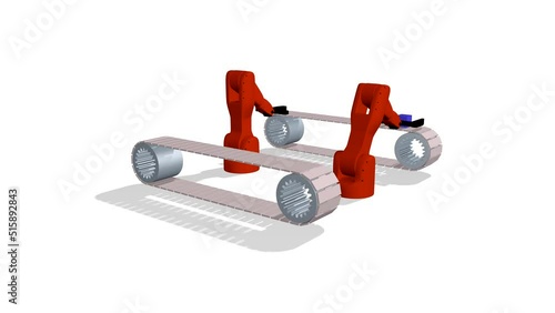 Cyclical cooperation of two robots in industrial production