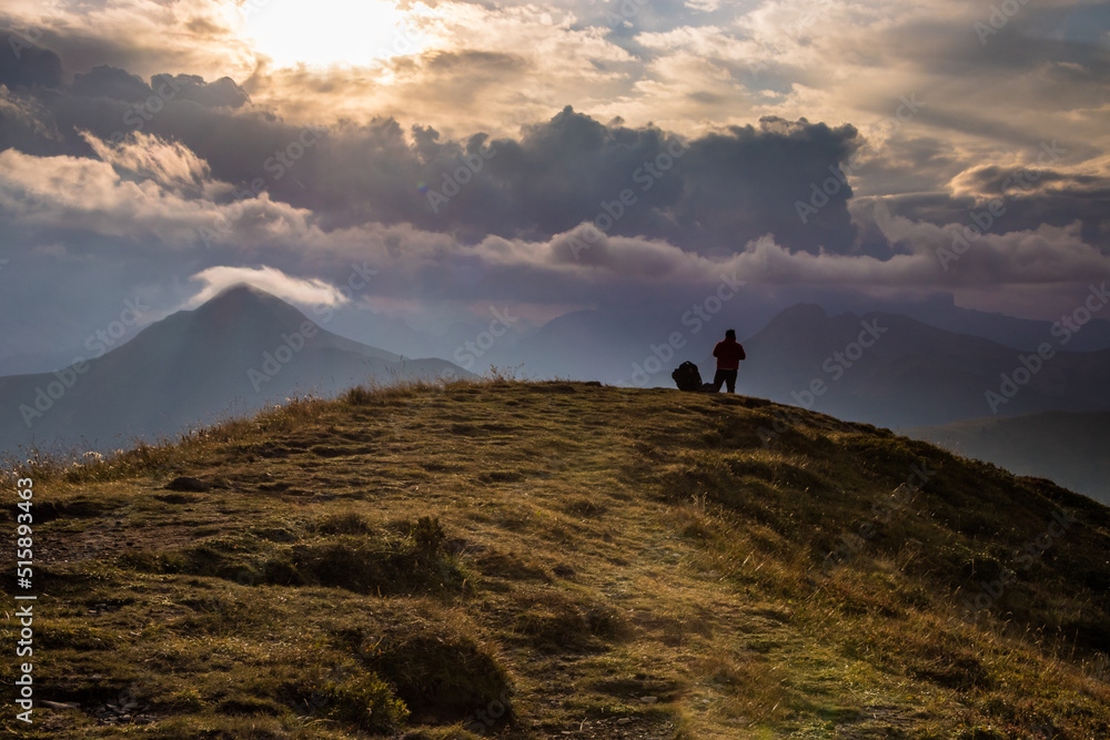 Obraz premium Mountain trail Giau Pass in Dolomites