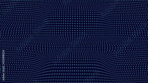 Modern futuristic seamless pattern. Abstract wavy dotted background with effect of curvature and optical illusion. Vector stylish texture for posters, sites, stickers and postcards.