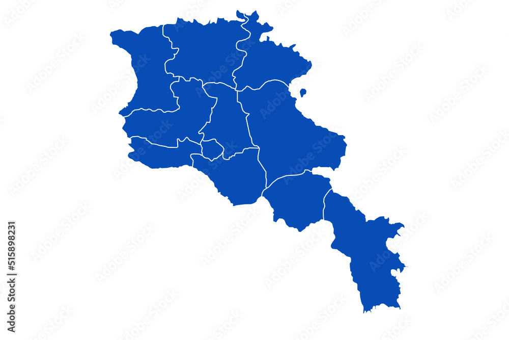 Armenia map. blue Color on White Backgound