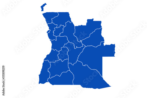 Photo Angola map. blue Color on White Backgound
