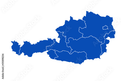 Austria map blue Color on White Backgound