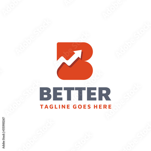 Initial Letter B with Statistic Arrow Chart Diagram for Business Marketing logo design