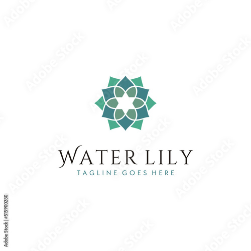 Luxury Water Lily Flower ,Lotus Floral for Beauty Cosmetic Woman Spa logo design