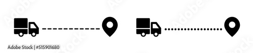 Logistics icon. Path, logistics. Delivery black icon. Delivery concept. Vector icons isolated on a transparent background.