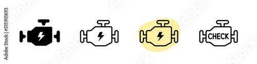 Engine icon. Set of vector icons. Check engine. Vector clipart isolated on white background.