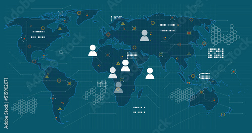 Image of world map and user icons on green background