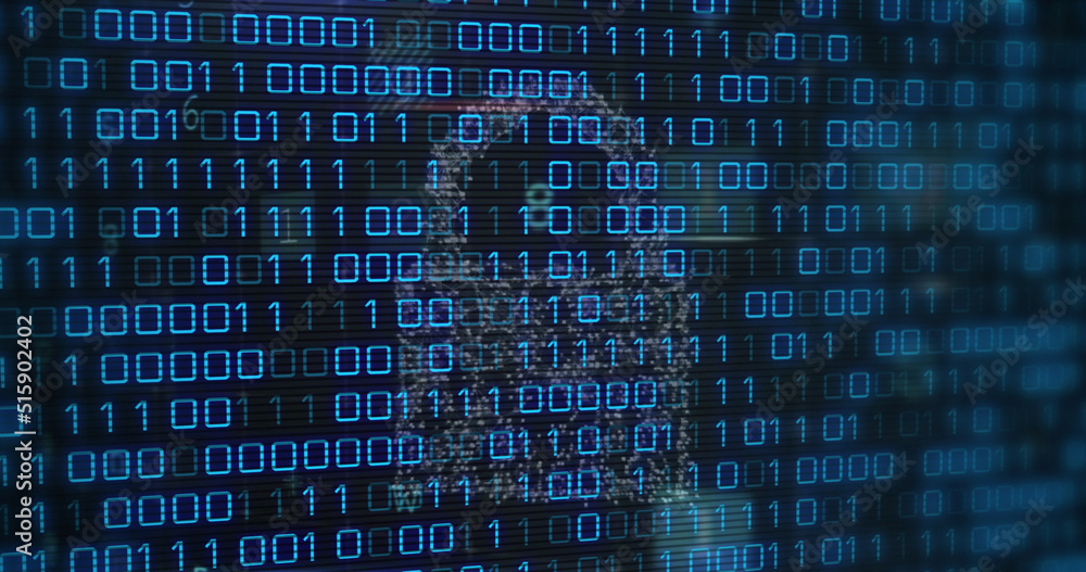 Image of data processing over black background Image of data processing over black background
