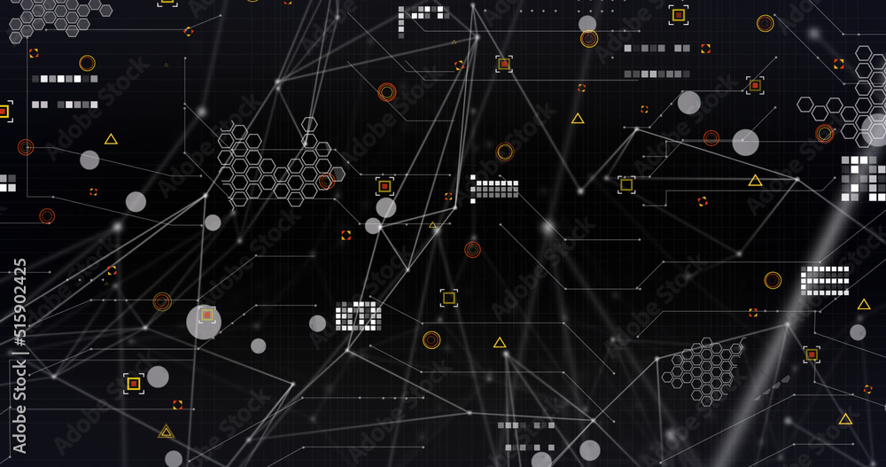 Image of data processing over black background