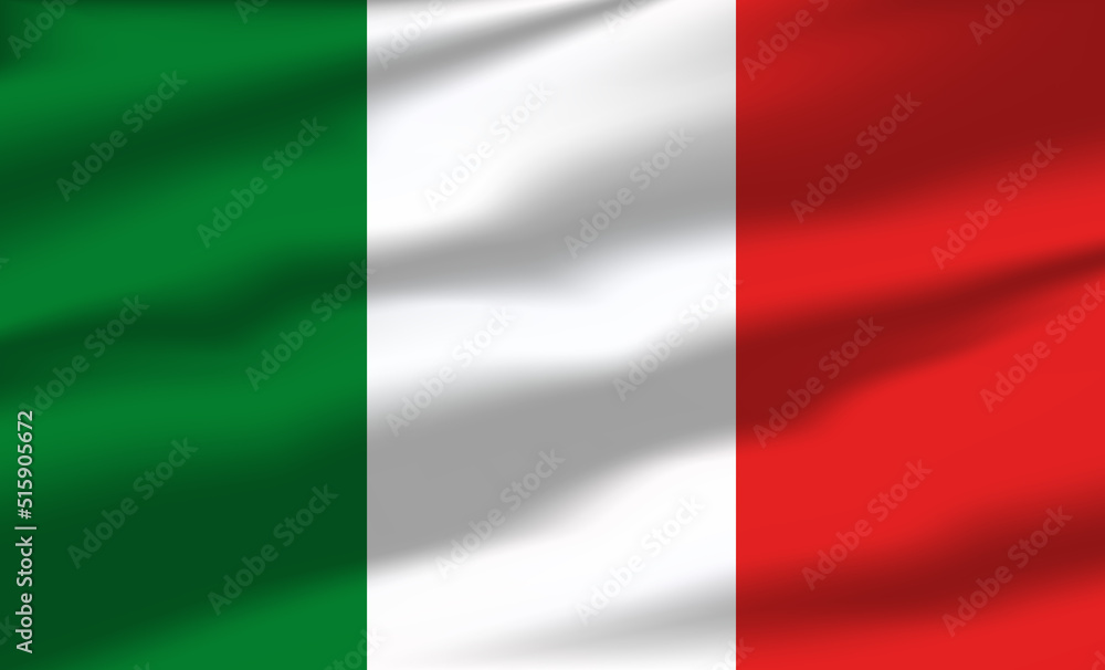 Vector Italy Flag Waving Realistic Flowing Flags