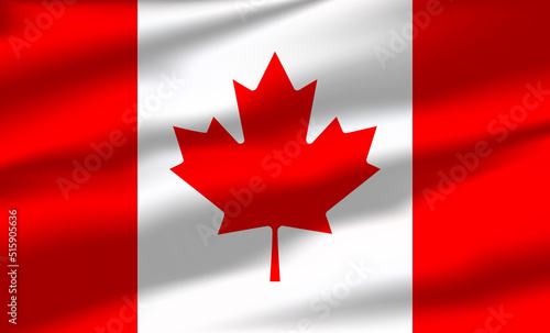 Vector Canada Flag Waving Realistic Flowing Flags