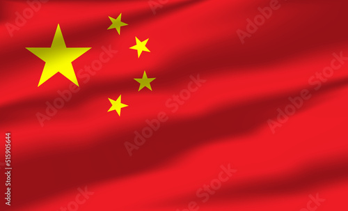 Vector China Flag Waving Realistic Flowing Flags