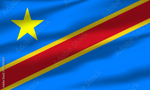 Vector Democratic Republic of the Congo Flag Waving Realistic Flowing Flags