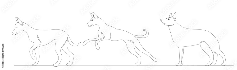 Fototapeta premium one continuous line drawing, dogs, vector