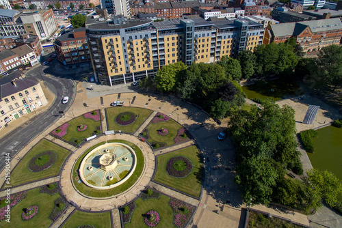 aerial view of Queens Gardens, Kinston upon Hull City park Leisure and events space 