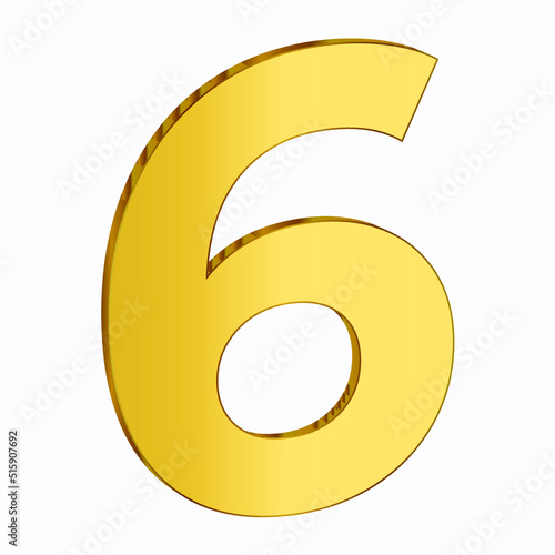 Number 6 Vector Gold Gradient Color Free Vector Png