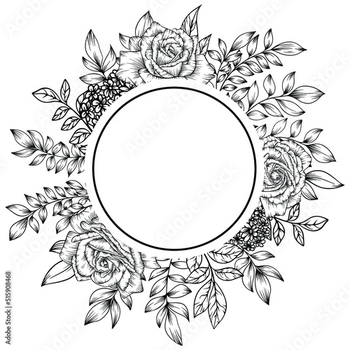 outline flower frame decoration