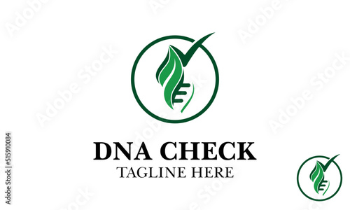 Natural DNA Check Logo Design Template.