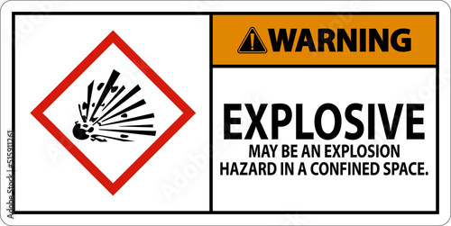 Warning Explosive GHS Sign On White Background