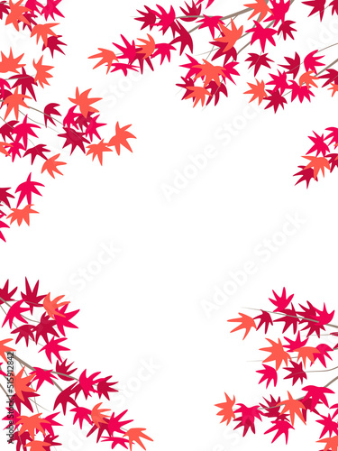 Autumn Vertical Frame with Red Japanese maple branches.