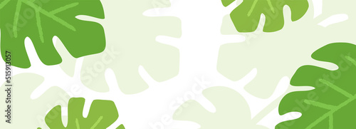abstract banner monstera leaves minimal style