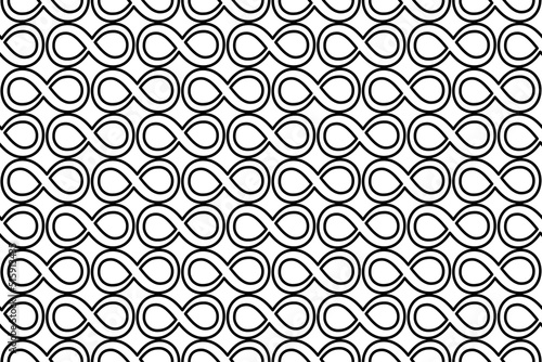 Seamless pattern completely filled with outlines of infinity symbols. Elements are evenly spaced. Vector illustration on white background