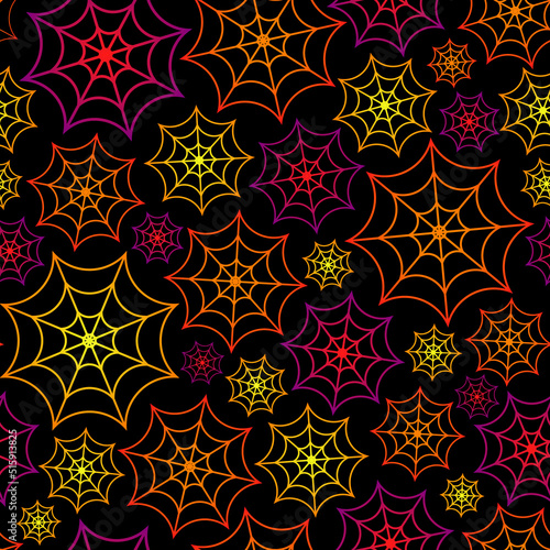 Colorful cobweb seamless pattern. Halloween vector illustration