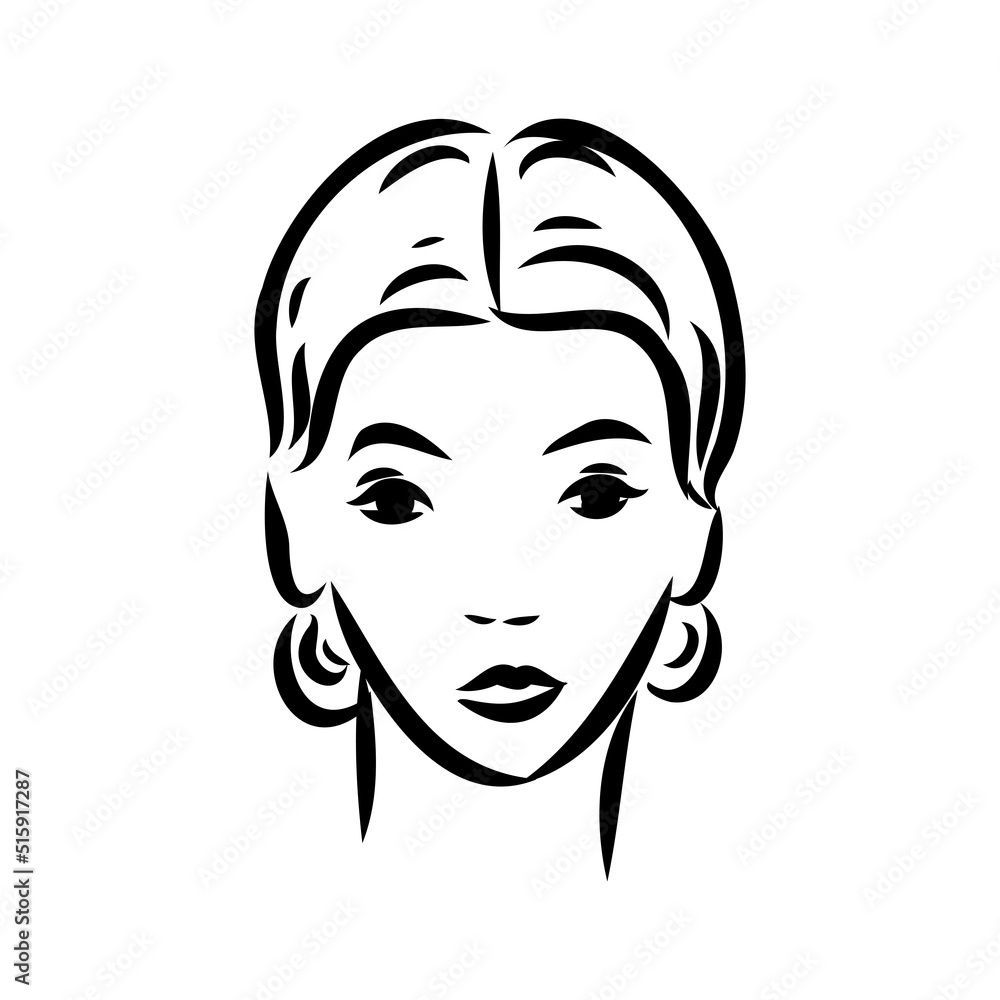 Black and white retro fashion model in sketch style. Hand drawn vector illustration Black and white retro fashion model in sketch style. Hand drawn vector illustration