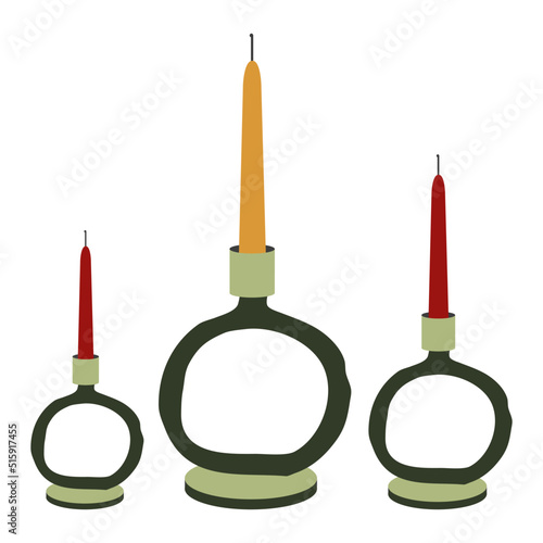 Collection of modern scented candles made of soy and coconut wax, various craft designs handmade candles in glass jars, tools. Home aromatherapy, hygge home decoration set, vector illustration