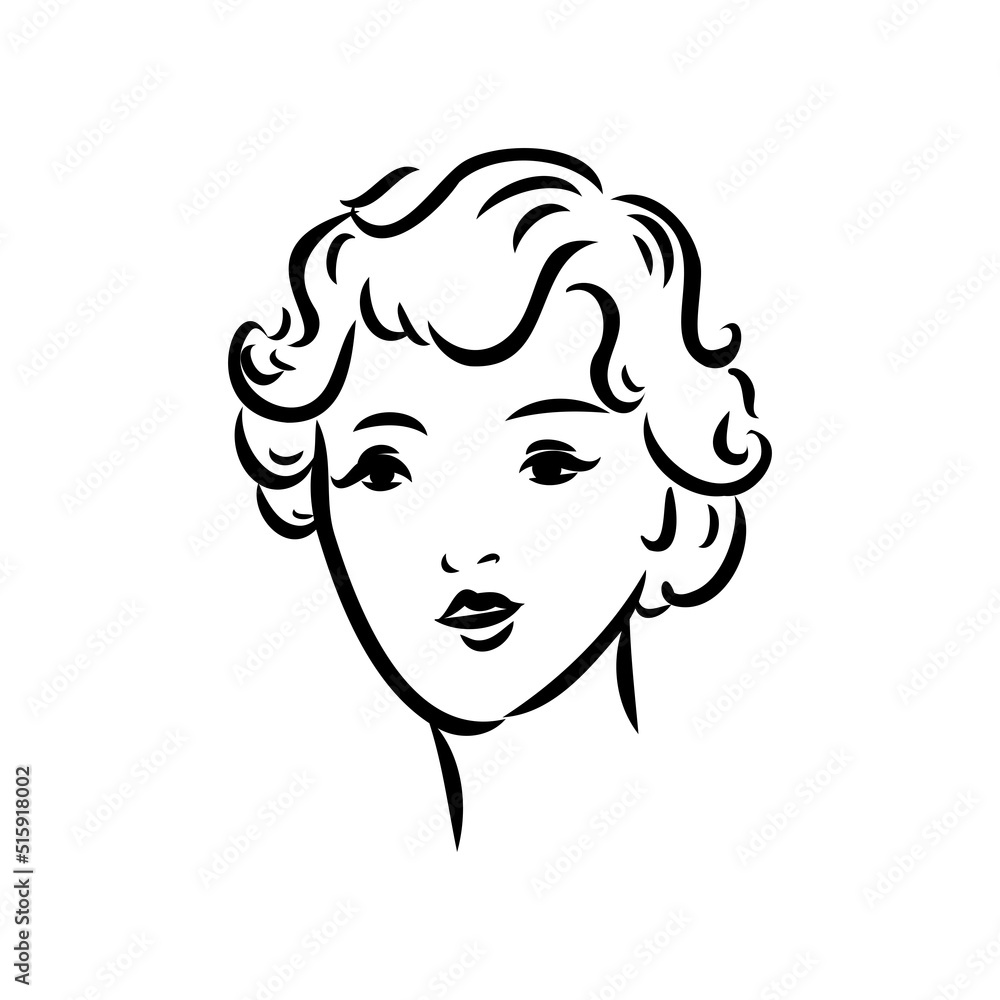 Black and white retro fashion model in sketch style. Hand drawn vector illustration Black and white retro fashion model in sketch style. Hand drawn vector illustration