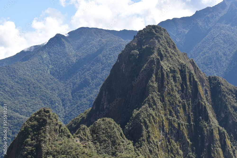 Hiking in the beautiful lush green cloud forests and Andes Mountains on the Inca Trail in Peru Hiking in the beautiful lush green cloud forests and Andes Mountains on the Inca Trail in Peru