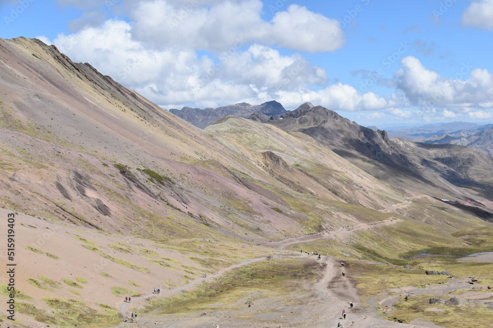 Rainbow Mountain Vinicunca (Montana de siete colores) and the valleys and landscapes around it in Peru Rainbow Mountain Vinicunca (Montana de siete colores) and the valleys and landscapes around it in Peru