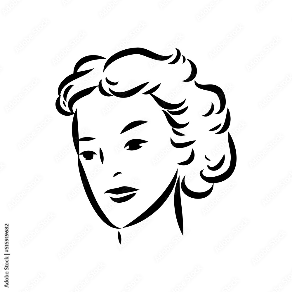 Black and white retro fashion model in sketch style. Hand drawn vector illustration Black and white retro fashion model in sketch style. Hand drawn vector illustration