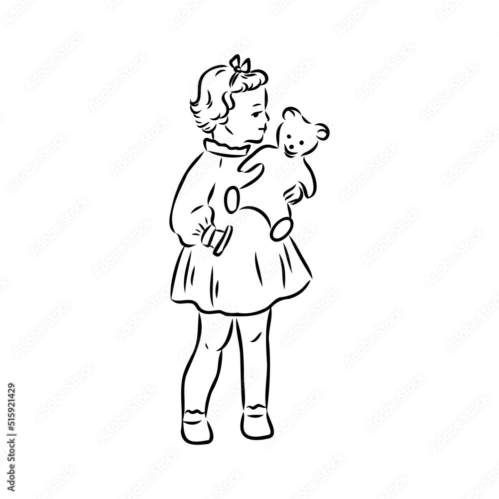 Black and white retro fashion model in sketch style. Hand drawn vector illustration Black and white retro fashion model in sketch style. Hand drawn vector illustration