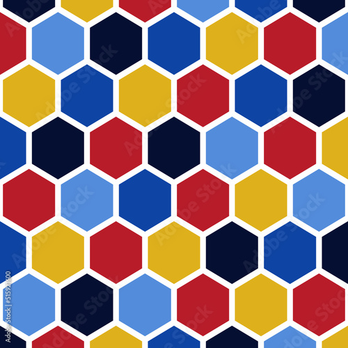 The background of the honeycomb. Hexagons of different colors. Geometric texture for any use.