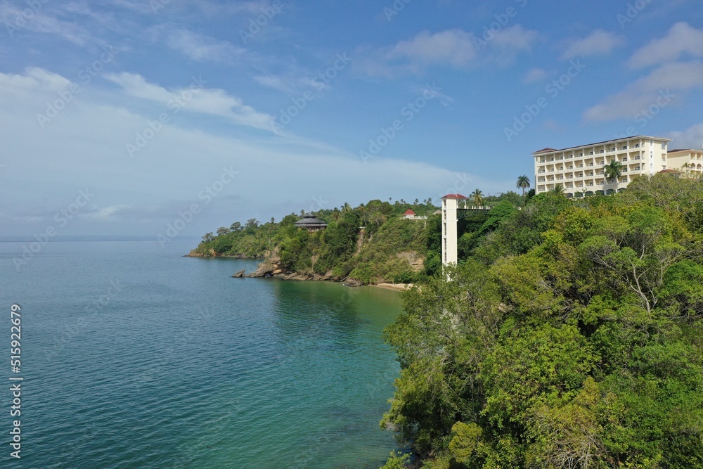 Naklejka premium view of the coast of the river