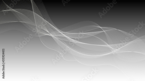 Abstract futuristic wavy stripes. Abstract curved lines on a gray gradient background. Vector.