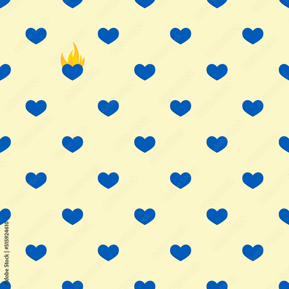 Blue hearts, one with a flame Blue hearts, one with a flame