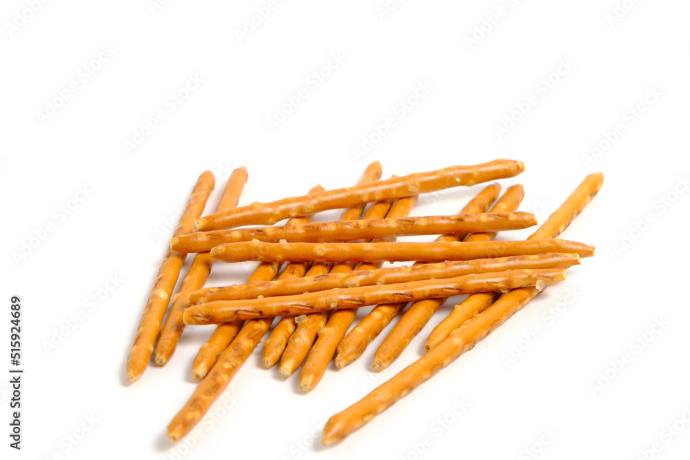 Crispy bamboo sticks cookies on a white background.
