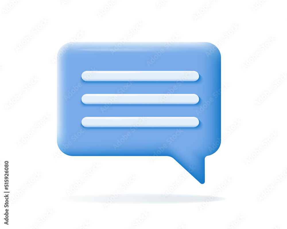 Blue 3d Chat bubble. Speech or speak bubble icon on white background. Chatting box, message and tallking cloud. Social network communication concept. Vector illustration. Blue 3d Chat bubble. Speech or speak bubble icon on white background. Chatting box, message and tallking cloud. Social network communication concept. Vector illustration.