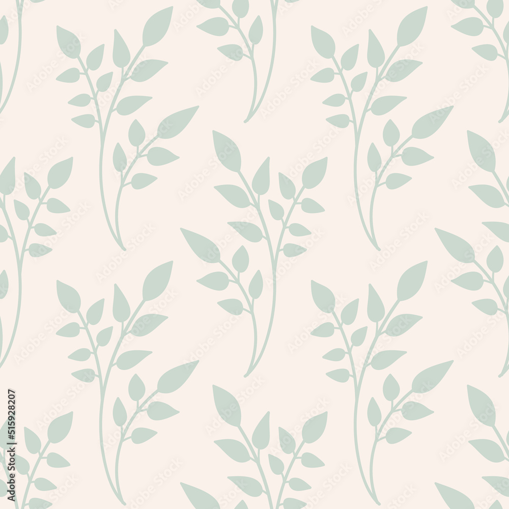 Silver branch with leaves. Floral seamless pattern. Silver branch with leaves. Floral seamless pattern.