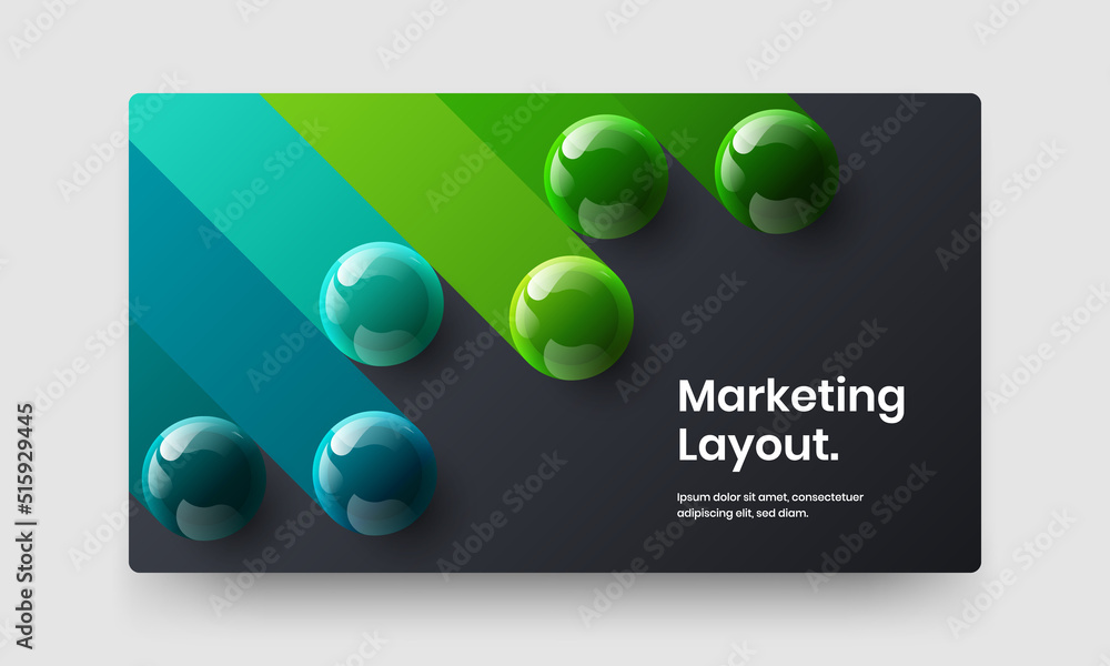 Amazing placard design vector concept. Colorful 3D spheres journal cover layout.